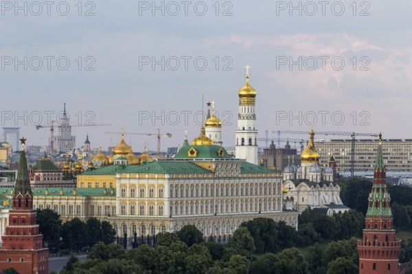 Kremlin Moscow Summertime View From Observation Desk of Christ Savor Cathedral Moscow Russia
