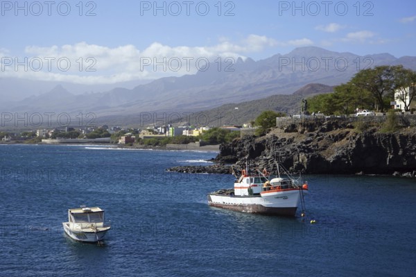 Fishing boat in the harbour, Monumento Memaia, Porto Novo, Santo Antao, Cape Verde Islands, Cape