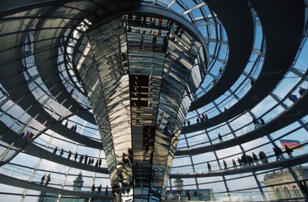 Norman Foster, Dome of Berlin Reichstag Building, Berlin, dome with mirror funnel, Berlin