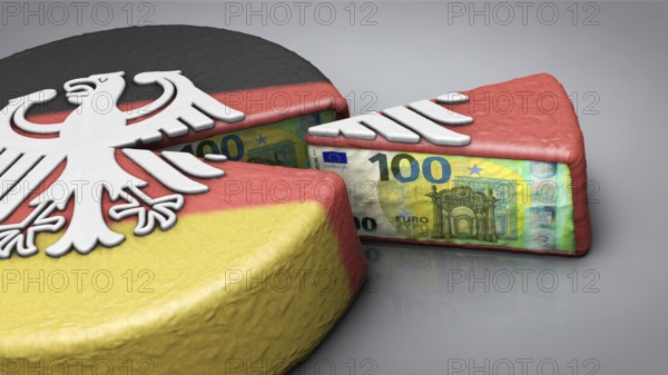 Symbolic image on the subject of subsidies, self-service, money distribution, state financial