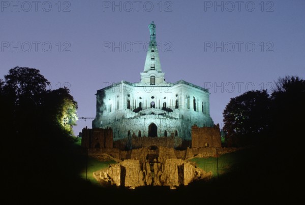 Statue of Hercules at night, Kassel, Hesse, Statue of Hercules at night, Kassel Wilhelmshöhe,