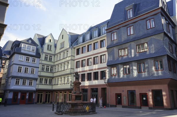 Stoltze Fountain, Hühnermarkt, Dom-Römer Project, New Frankfurt Old Town, Frankfurt am Main, Hesse,