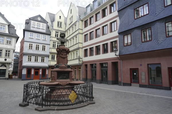 Stoltze Fountain, Hühnermarkt, Dom-Römer Project, New Frankfurt Old Town, Frankfurt am Main, Hesse,