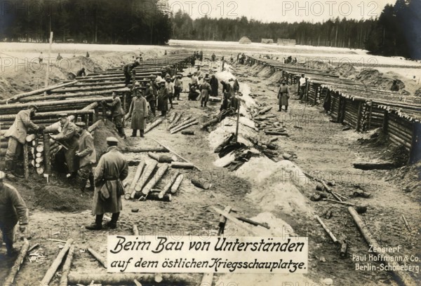 Building shelters on the eastern theatre of war, 1914 - 1918, World War I, reproduction of a war