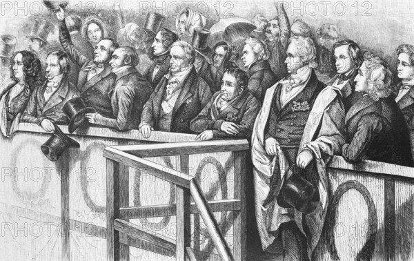 Homage to the new King Frederick William IV, Tribune in the first row, Henriette Paalzow, Peter von