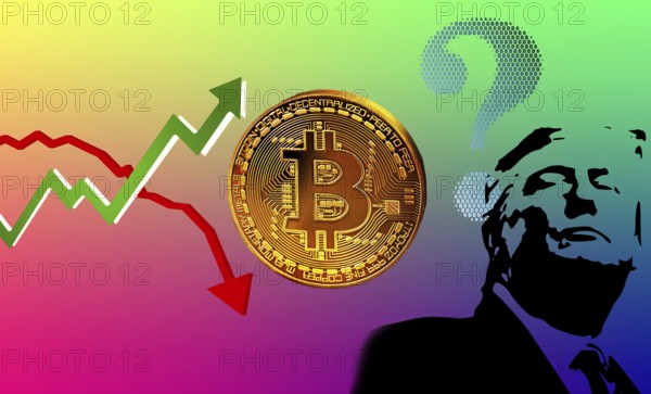 Symbolic image, Trump influence, kleptocracy, price development, Bitcoin questionable due to