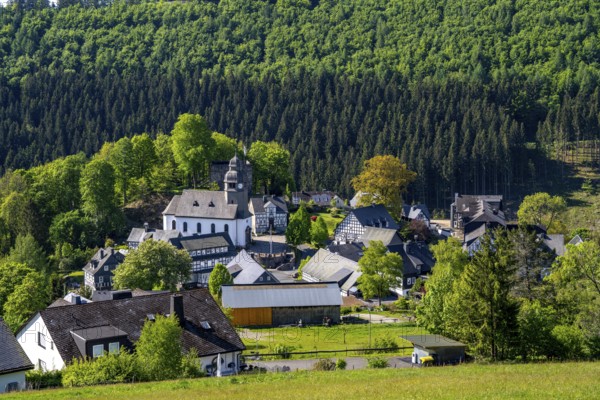 The village of Nordenau, district of Schmallenberg, in the Hochsauerland district, St Hubertus