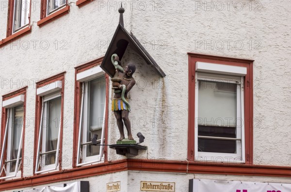 Moor in the Mohrenstraße. Figure on a building façade in Schwäbisch Hall. The term Mohr for a