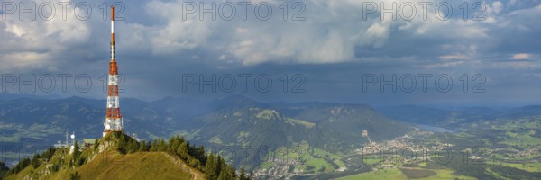 Bavarian Broadcasting Tower on the Grünten, 1738m, at sunrise, Illertal, Allgäu Alps, Oberallgäu,