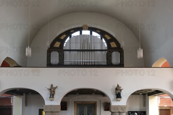 Organ loft of St Stephen's Church, Art Nouveau building designed with neo-Romanesque components,