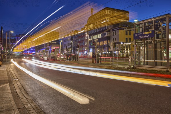 Steintor underground station, bus stop, public bus, general architecture, lanterns, spotlights,