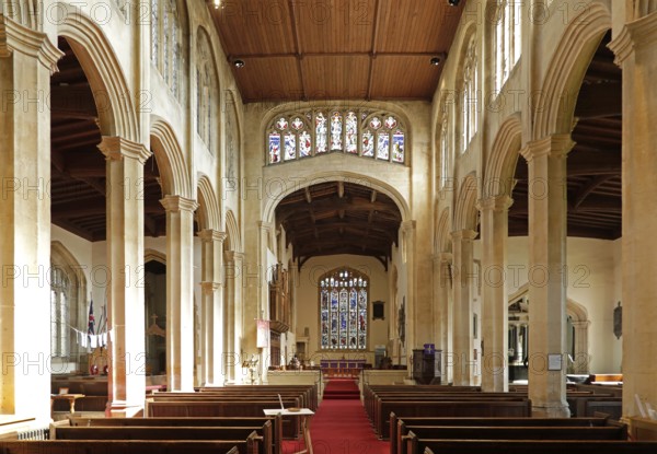 Nave, interior view, Parish Church of St James, Chipping Campden, The Cotswolds, England, Great