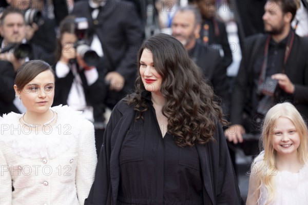 Cannes, France - 24.5.2024: Lena Urzendowsky, Mascha Schilinski, Hanna Heckt on the red carpet