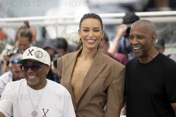 Cannes, France - 19.5.2024: Spike Lee, Ilfenesh Hadera, Denzel Washington during the photocall -
