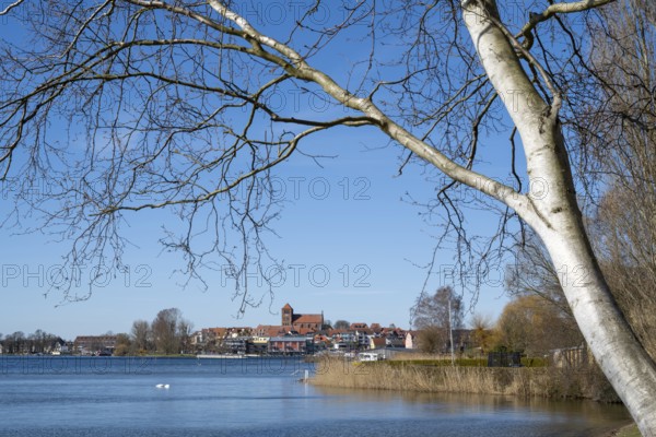 Town view Waren an der Müritz with St Georgen church, Mecklenburg Lake District, Mecklenburg,
