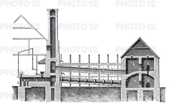 Mercury furnace, Alberti furnace, around 1870, England, digitally improved reproduction of a 19th