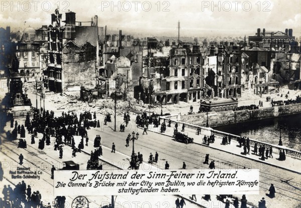 Sinn Feiner uprising, View of O'Connell Bridge in Dublin, Ireland, 1916, 1914 - 1918, World War I,