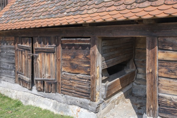 Historic bristle cattle stables from the castle farm, Adelsdorfer Schlosshof, now a foundation,