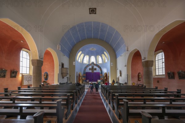 Interior of St Stephen's Church, Art Nouveau building with neo-Romanesque elements, built between