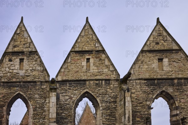 Ruins of the Aegidienkirche, memorial for victims of war and violence, diffuse light, milky blue