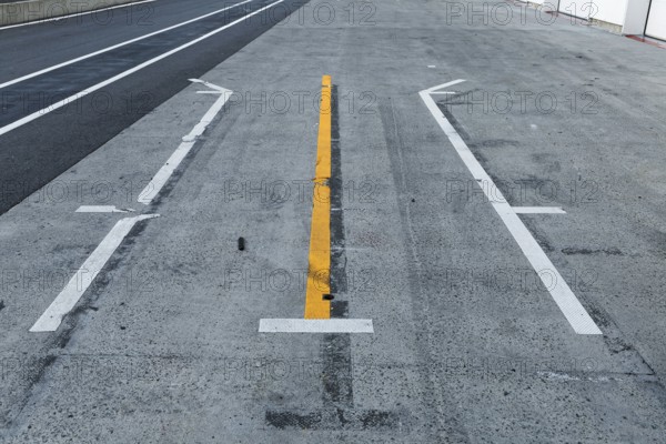 Track markings, pit stop lines, F1 Grand Prix Racetrack, Montreal, Province of Quebec, Canada, Nor,