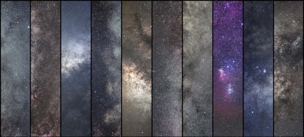 Space collage. Astronomy collage. Astrophotography collage. universe. Long exposure photography
