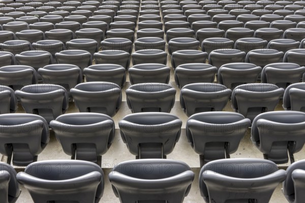 Empty grey seats in the Allianz Stadion Arena football stadium, Munich, Upper Bavaria, Bavaria,