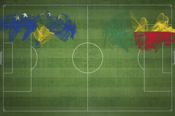 Kosovo vs Benin Soccer Match, national colors, national flags, soccer field, football game,