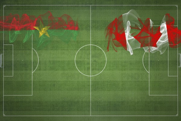 Burkina Faso vs Canada Soccer Match, national colors, national flags, soccer field, football game,