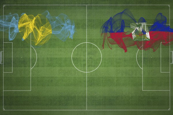 Palau vs Haiti Soccer Match, national colors, national flags, soccer field, football game,