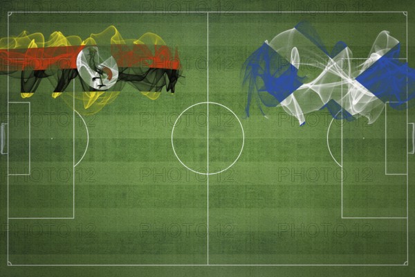 Uganda vs Scotland Soccer Match, national colors, national flags, soccer field, football game,