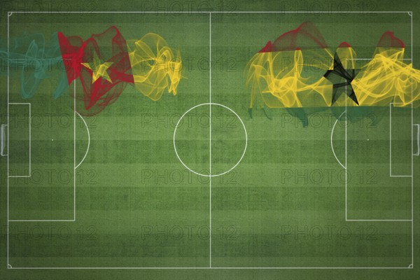 Cameroon vs Ghana Soccer Match, national colors, national flags, soccer field, football game,