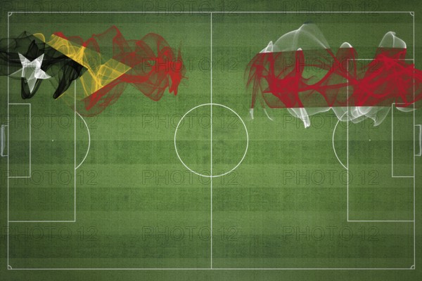 East Timor vs Costa Rica Soccer Match, national colors, national flags, soccer field, football