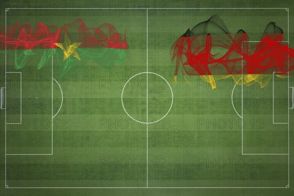 Burkina Faso vs Germany Soccer Match, national colors, national flags, soccer field, football game,