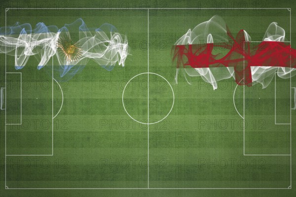 Argentina vs England Soccer Match, national colors, national flags, soccer field, football game,