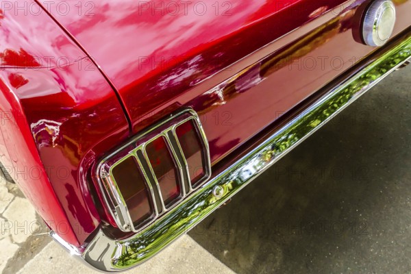 BAD NAUHEIM, Germany AUGUST 2017: Taillight of an American sports car, 16 th European Elvis