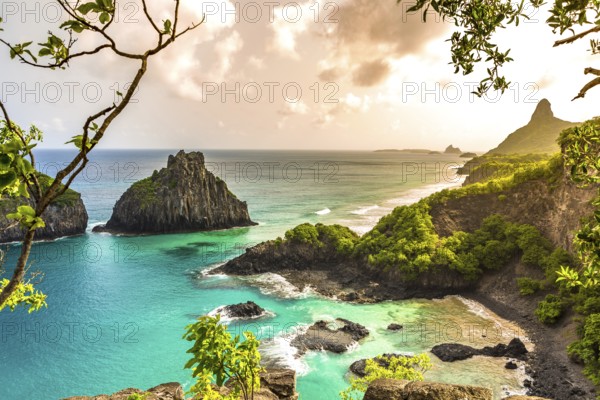 Fernando de Noronha, Brasil. Turquoise water around the Two Brothers rocks, UNESCO World Heritage