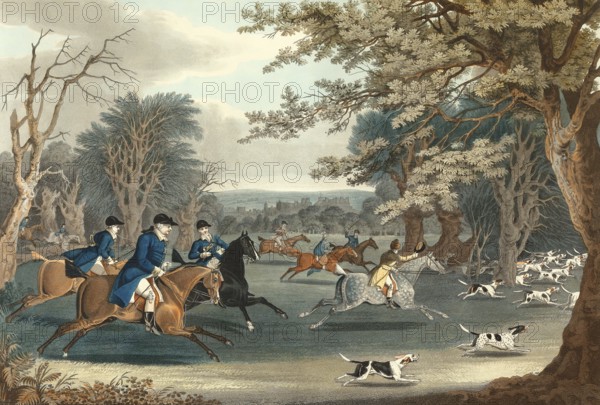 Royal Hunt at Windsor Park, 1820, Windsor Castle, 1831, royal residence at Windsor, Berkshire,