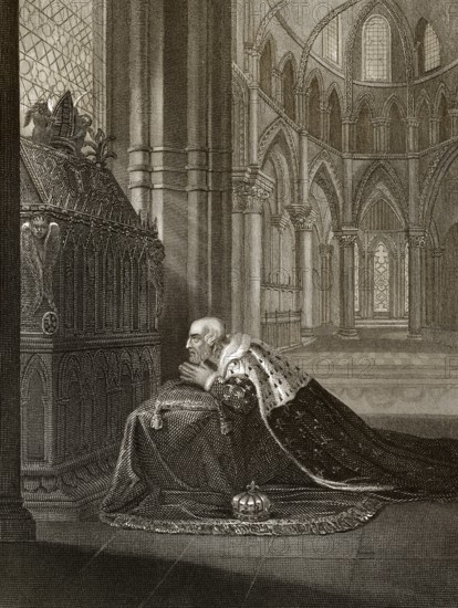 Ludwig VII., König von Frankreich, vor dem Grabmal von Thomas Becket, Erzbischof von Canterbury,