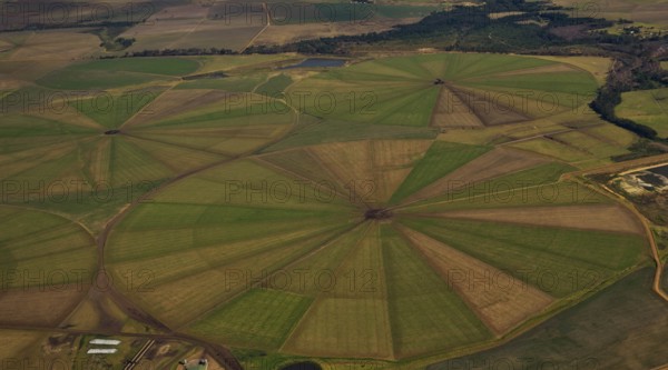 Irrigation system, agriculture, green areas, reservoir, forest, gravel road, Clarkson, Eastern