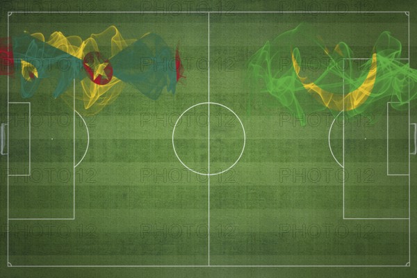 Grenada vs Mauritania Soccer Match, national colors, national flags, soccer field, football game,