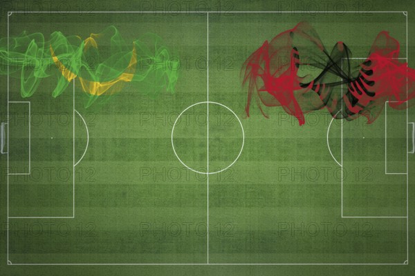 Mauritania vs Albania Soccer Match, national colors, national flags, soccer field, football game,