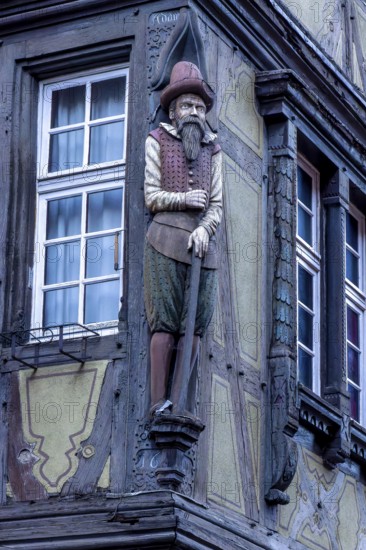 Detail of the famous historic half-timbered building from 1537 Haus Pfister (Maison Pfister) with a