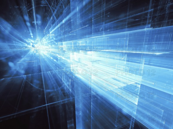 Blue future technology or science fiction background. Abstract computer-generated image. Fractal