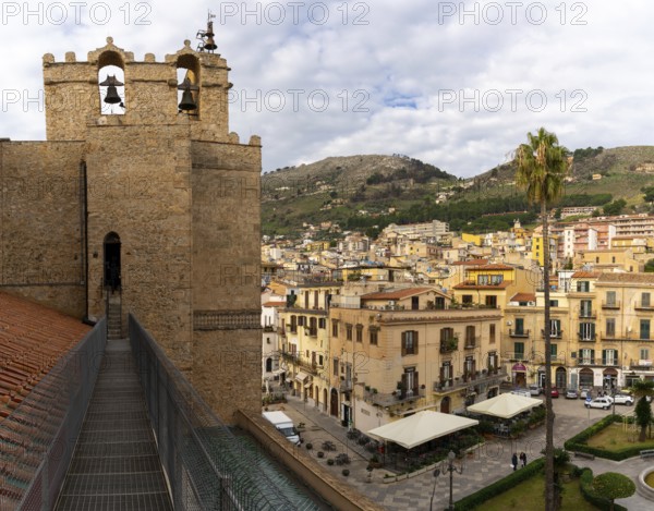 Monreale, Italy, 5 January, 2024: view of the cathedral and city square of Monreale in Sicily,