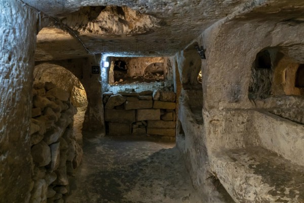Rabat, Malta, 22 December, 2023: detail view of the catacombs of St. Paul in the historic city