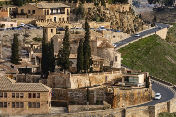 Toledo, Spain, February 19, 2023: Mozarabic Church of San Lucas in Toledo. Telephoto lens view,