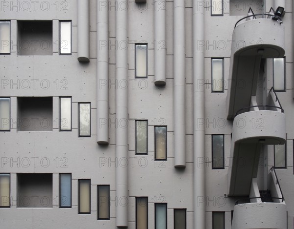 Leeds, west yorkshire, united kingdom, 24 july 2019: architectural details of windows and balconies