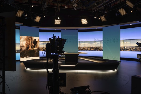 Schaerbeek, Brussels Capital Region, Belgium, 03 26 2022, Main studio of the daily news of the