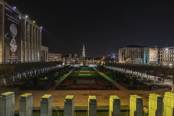 Brussels Old Town, Brussels Capital Region, Belgium, 11 30 2019 Cityscape over the Brussels skyline